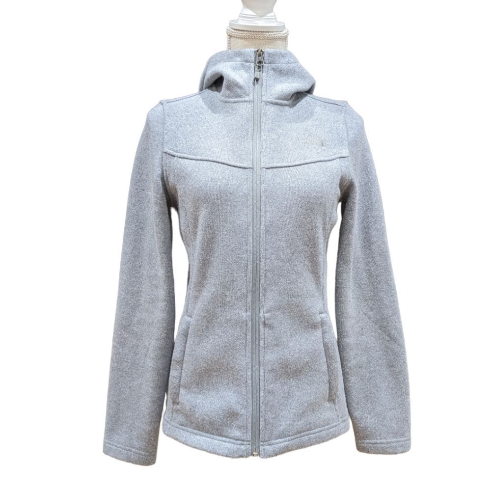 The North Face Women's Grey Fleece Zip Up Jacket Hooded Size S